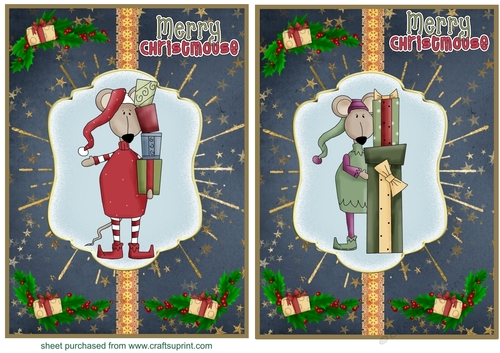 2 Merry Christmouse card fronts/toppers 2
