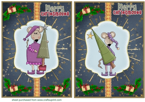 2 Merry Christmouse card fronts/toppers 3