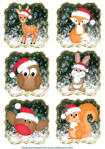 6 Christmas woodland animal toppers 2