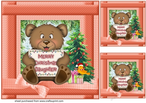 3 Merry Christmas Daughter card fronts/toppers