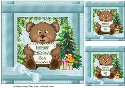 3 Merry Christmas Son card fronts/toppers