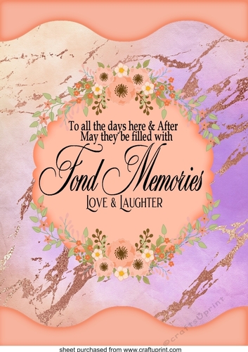 Large floral fond memories verse topper