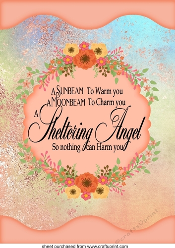 Large floral sheltering angel verse topper