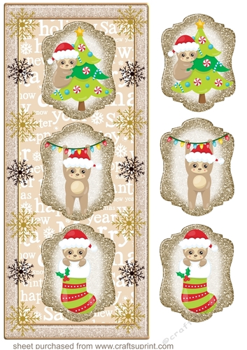 Christmas sloth trio card front