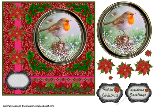 Christmas robin card front 3