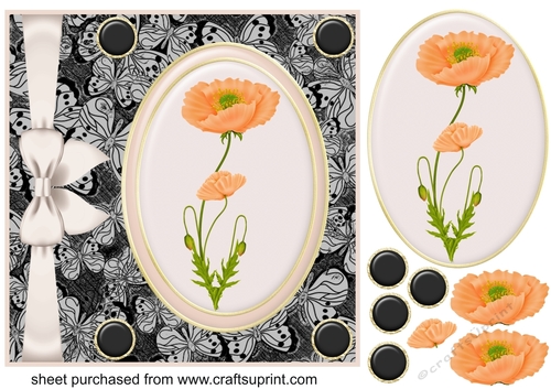 Black and orange poppy card front