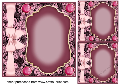 3 Raspberry Butterfly card fronts/topper blanks