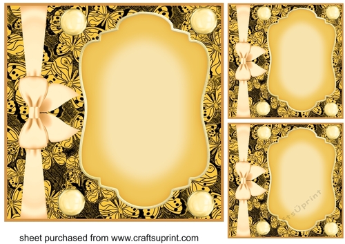 3 Yellow Butterfly card fronts/topper blanks