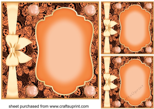 3 Orange Butterfly card fronts/topper blanks