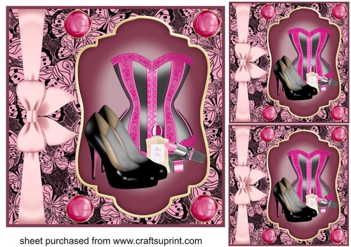 3 Raspberry ladies accessories card fronts/toppers