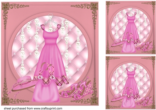 3 Pink fashion card fronts/toppers