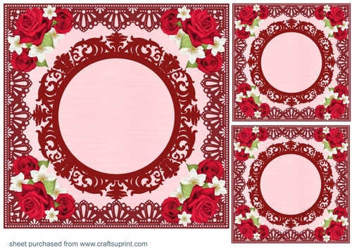 3 Red rose corner card front/topper blanks 2
