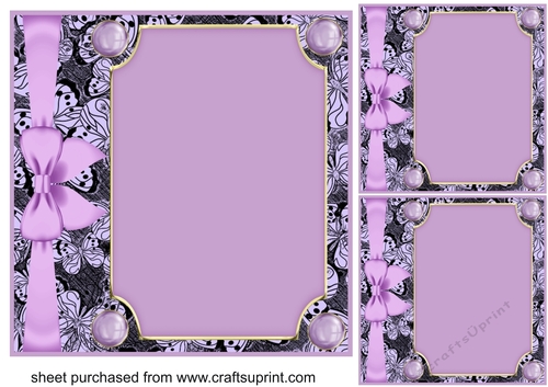 3 Lilac butterfly framed card front/topper blanks