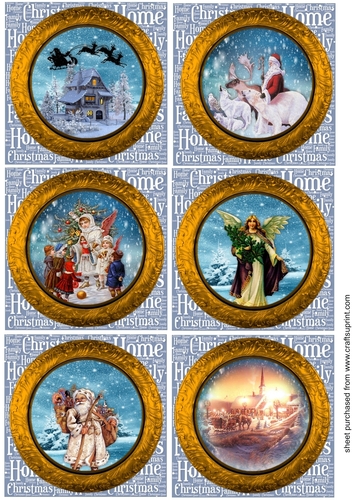 6 Blue Christmas scene toppers 1
