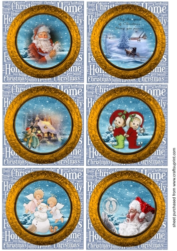 6 Blue Christmas scene toppers 3