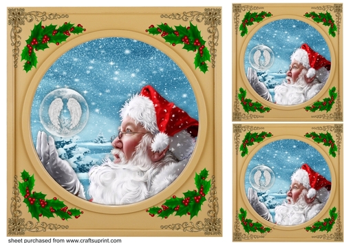 3 Gold Santa the magic of Christmas card fronts/toppers 2