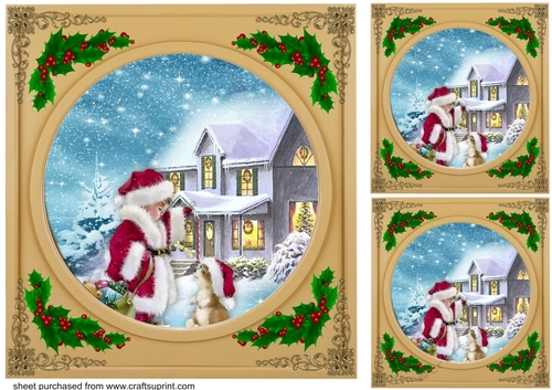 3 Gold Santa the magic of Christmas card fronts/toppers 3