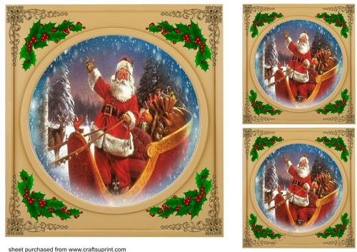 3 Gold Santa the magic of Christmas card fronts/toppers 4
