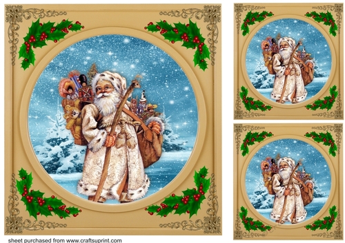 3 Gold Santa the magic of Christmas card fronts/toppers 5