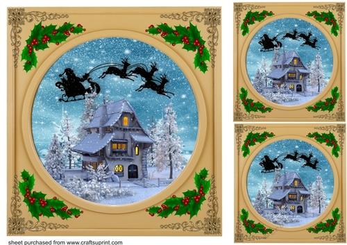 3 Gold Santa the magic of Christmas card fronts/toppers 7