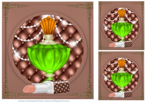 3 Perfume and lipstick card fronts/toppers 1