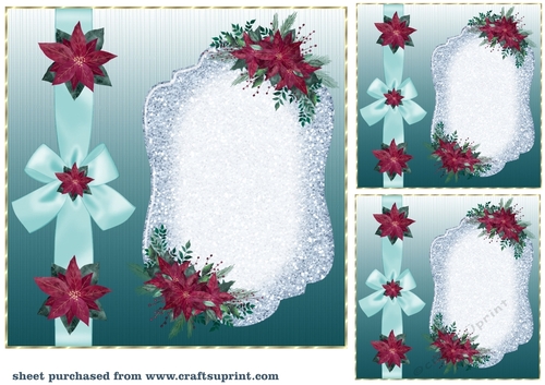 3 Blue poinsettia frame card front/topper blanks 2