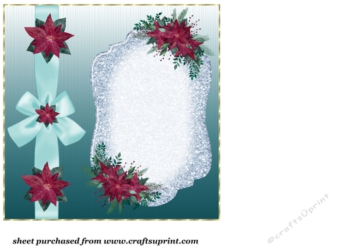 Blue poinsettia Christmas insert blank 2
