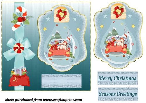 Blue Santa s little helper card front