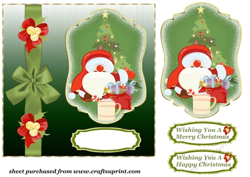 Green Santa s little break card front