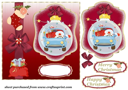 Red Santa s on his way card front