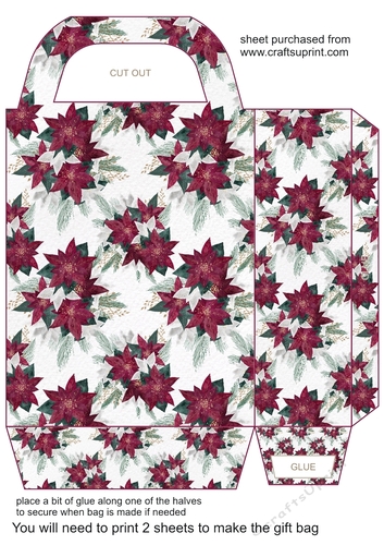 Burgundy poinsettia gift bag 1