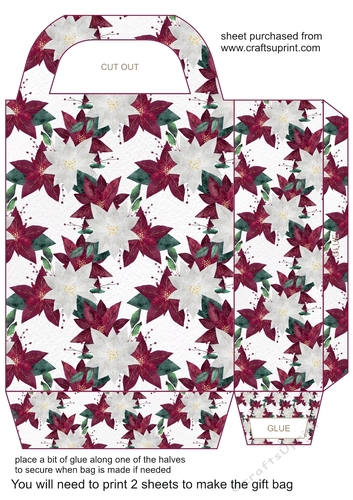 Burgundy poinsettia gift bag 2