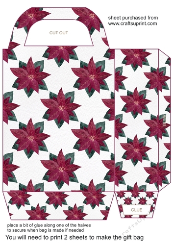 Burgundy poinsettia gift bag 4