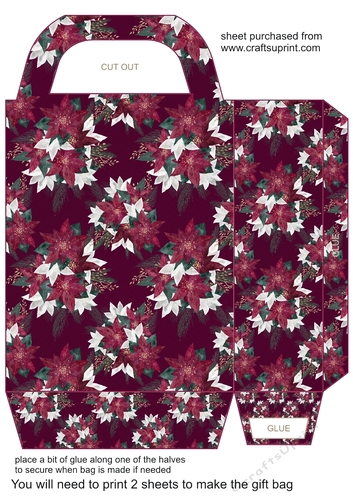 Burgundy poinsettia gift bag 6