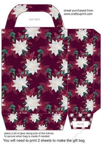 Burgundy poinsettia gift bag 7