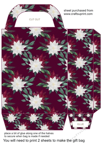 Burgundy poinsettia gift bag 8