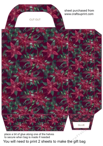 Burgundy poinsettia gift bag 9