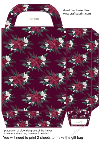 Burgundy poinsettia gift bag 10