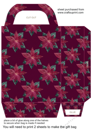 Burgundy poinsettia gift bag 11