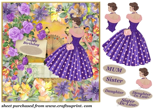 Purple ladies birthday card front
