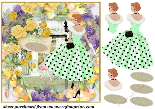 Green ladies birthday card front