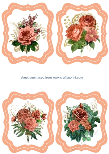 4 Shaped peach floral toppers