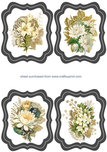 4 Shaped white and gold floral toppers