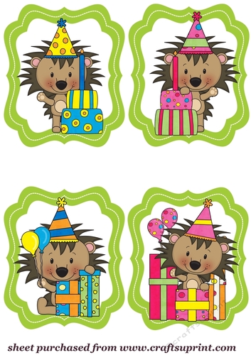 4 Birthday hedgehog toppers