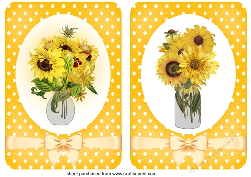 2 Yellow sunflower card fronts/toppers 1