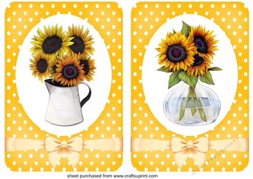 2 Yellow sunflower card fronts/toppers 2