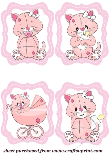 4 Baby girl kitty toppers