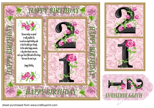 Rose age 21 card front with verse 1