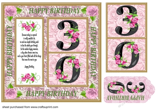 Rose age 30 card front with verse 1