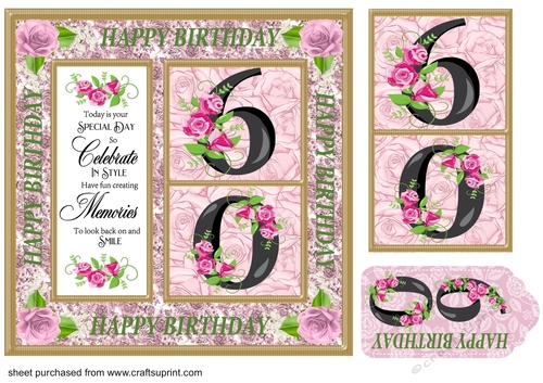 Rose age 60 Birthday card front with verse 1